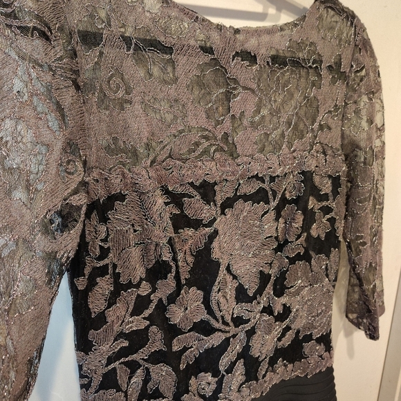 Tadashi Shoji Black and Gold Lace Midi Dress - Picture 3 of 8